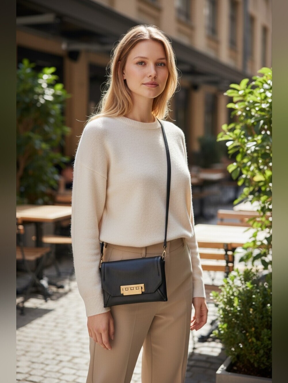 ZAC Zac Posen Black Crossbody Bag with Gold Hardware